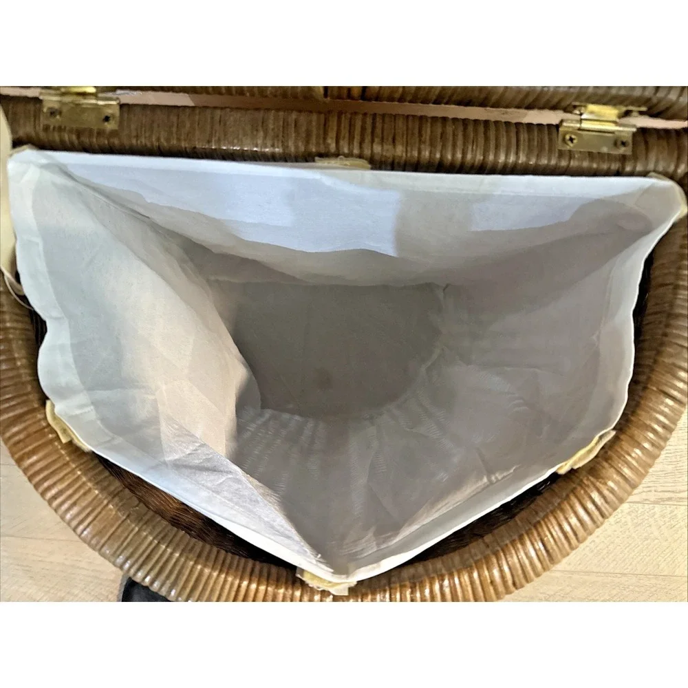 Boho Wicker Laundry Hamper w/ Lid Removable Cotton Liner Rattan Basket Natural